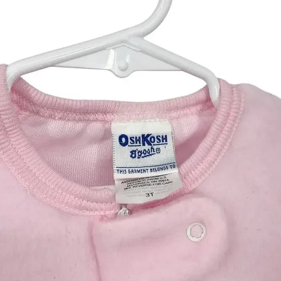 Osh Kosh B'Gosh VINTAGE Pink Footed Pajama Sleeper Zip up Fleece Baby Size 3T - Picture 3 of 8